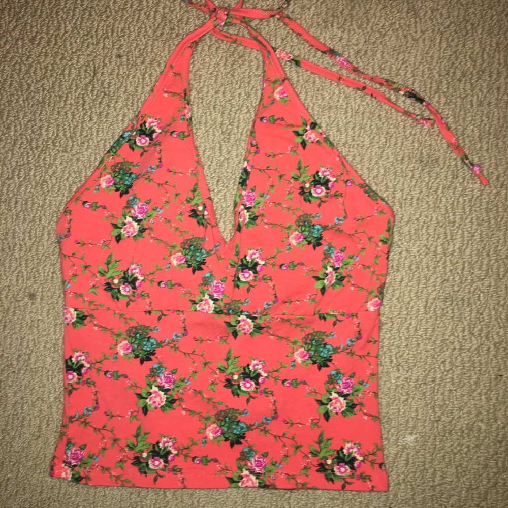 Floral Halter Top (Coral)